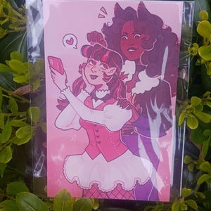 Monster Girls Vampire x Werewolf Mini Print | Cute Wall Decor | Pride Art