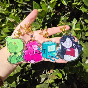 Adventure Time Keychains / Fionna and Cake Keychains / Glitter Epoxy Keychains / Anime Keychain / Anime Art / Cartoon Art / Cartoon Keychain