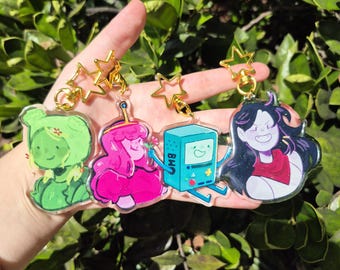 Adventure Time Keychains / Fionna and Cake Keychains / Glitter Epoxy Keychains / Anime Keychain / Anime Art / Cartoon Art / Cartoon Keychain