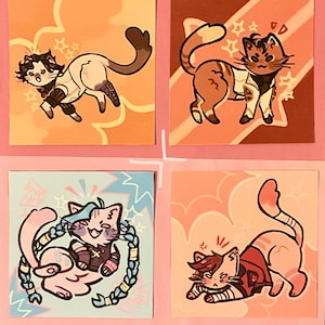 Mini impresiones de Arcane Cat / Impresión linda / Impresión de anime / Impresión de gato / Arte de pared / Decoración de pared