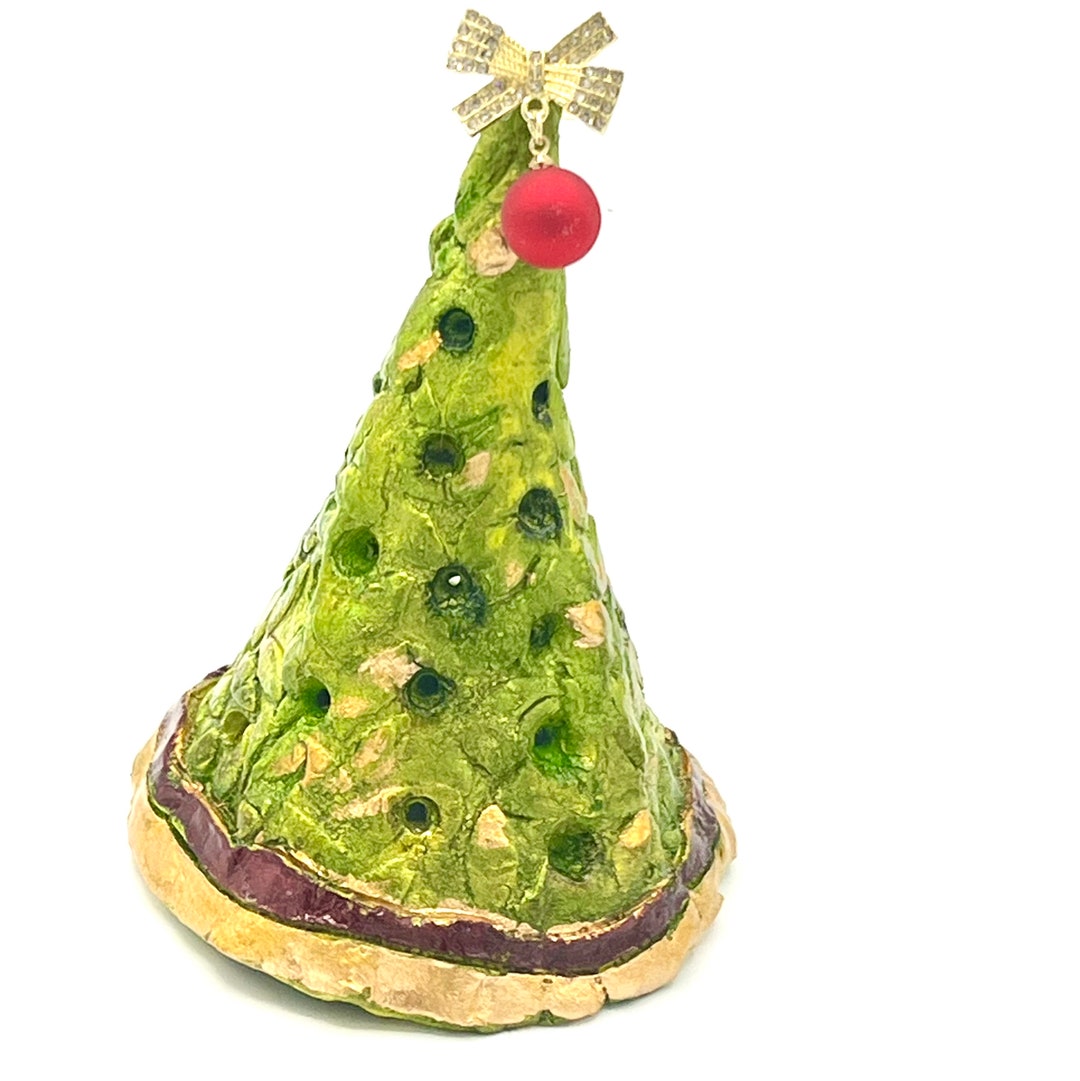 Mini Christmas Tree Ornament Miniature Pottery Tree Holiday Etsy