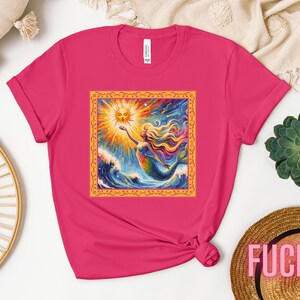 Mermaid Art T-Shirt, Vintage Mermaid Fantasy Ocean and Sun Illustration Tee, Comfortable Casual Everyday Unisex Wear