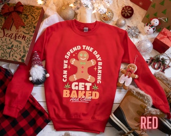 Funny 'Get Baked' Ugly Christmas Sweatshirt, Unisex Holiday Sweater