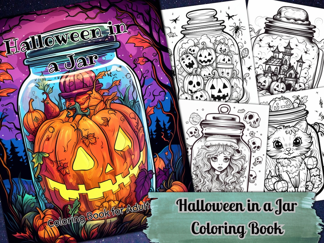 25 Halloween in a Jar Coloring Pages - Etsy