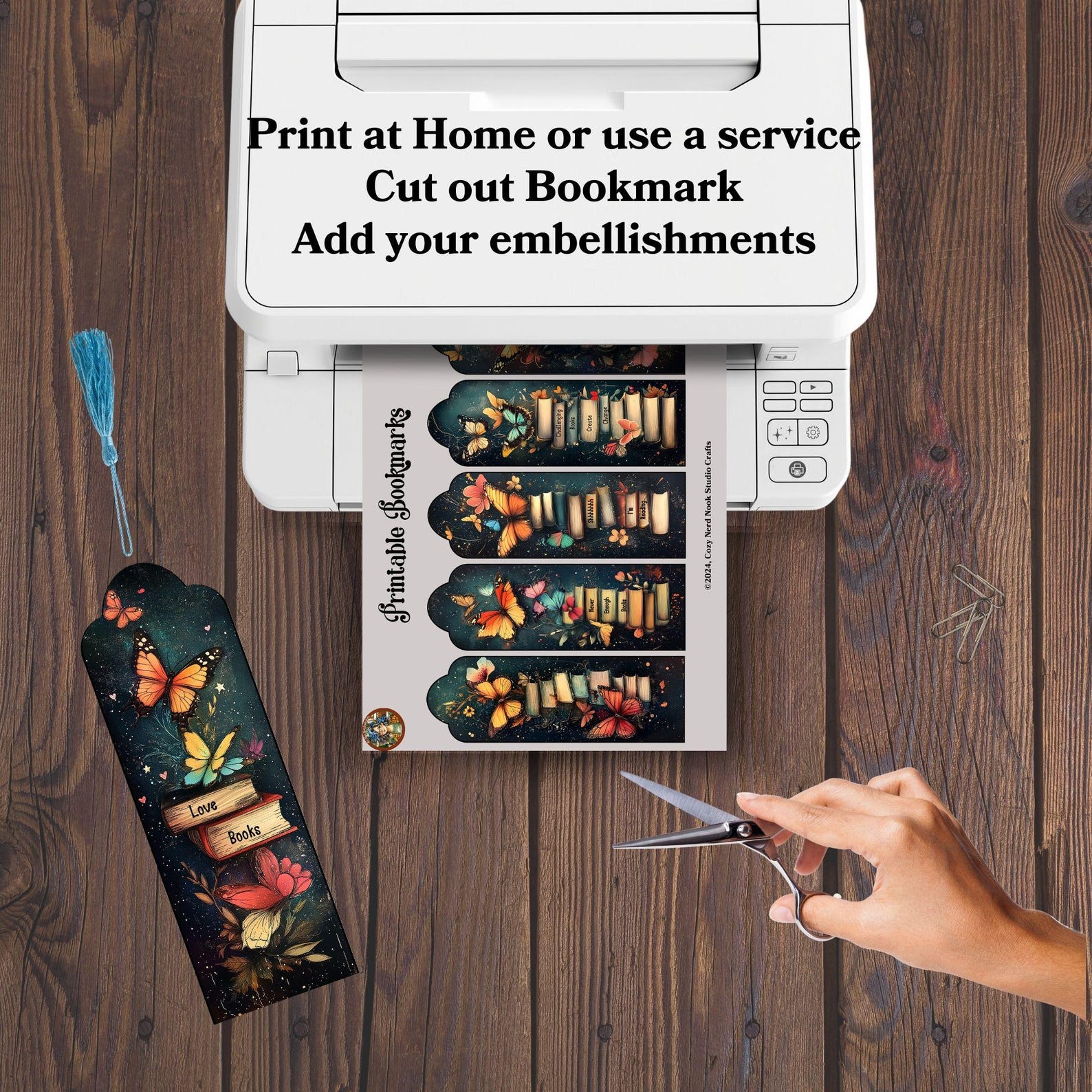 Butterflies and Books Printable Bookmarks - Digital File for Book ...