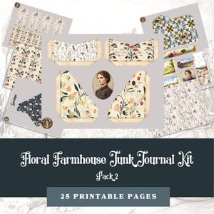 Kit Diário de Junk - Kit 2 de Flores de Fazenda | Pacote Diário de Junk Vintage Caprichoso | 25 Imprimíveis | 8,5 x 11 Polegadas, PDF, 300 DPI JPG