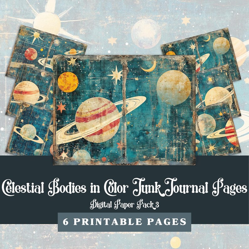Space Journal Paper Space Junk Journal Pages: Celestial Bodies, Galaxy Print (digital ...
