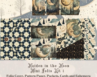 Maiden in the Moon Junk Journal Mini Folio: Celestial Scrapbooking (Digitaler Download)