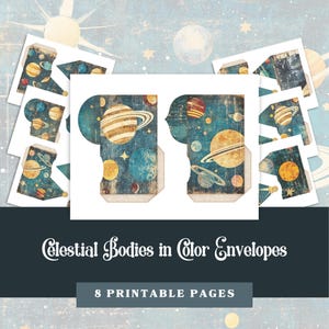 Celestial Pockets & Tucks: Acessórios de diário com tema cósmico | Corpos celestiais em tema de cores | ARQUIVOS DIGITAIS | JPG