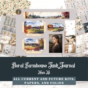 Kit Mega Diário de Junk - Flores de Fazenda | Design Caprichoso Inspirado no Vintage | Mais de 100 Imprimíveis |