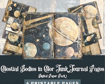 Space Junk Journal Pages: Celestial Bodies, Galaxy Print (Digital Download)
