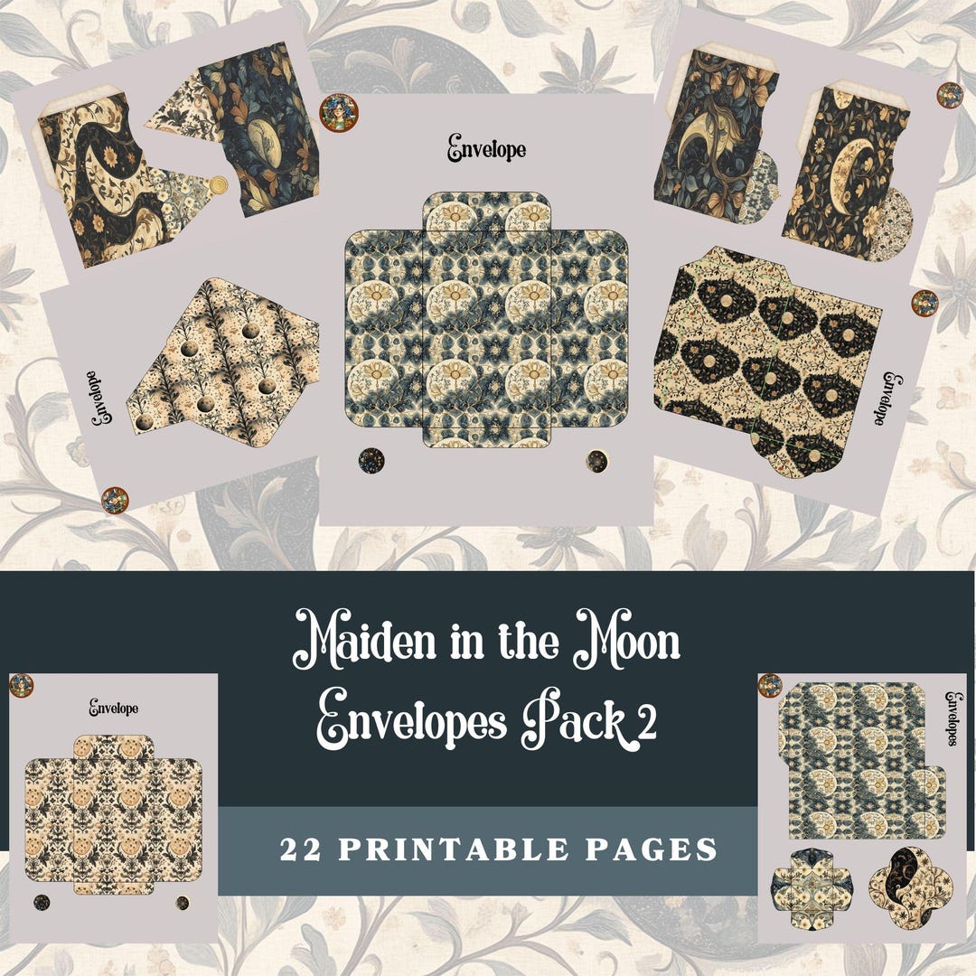 Maiden in the Moon Printable Envelopes: Cosmic Junk Journal (digital ...