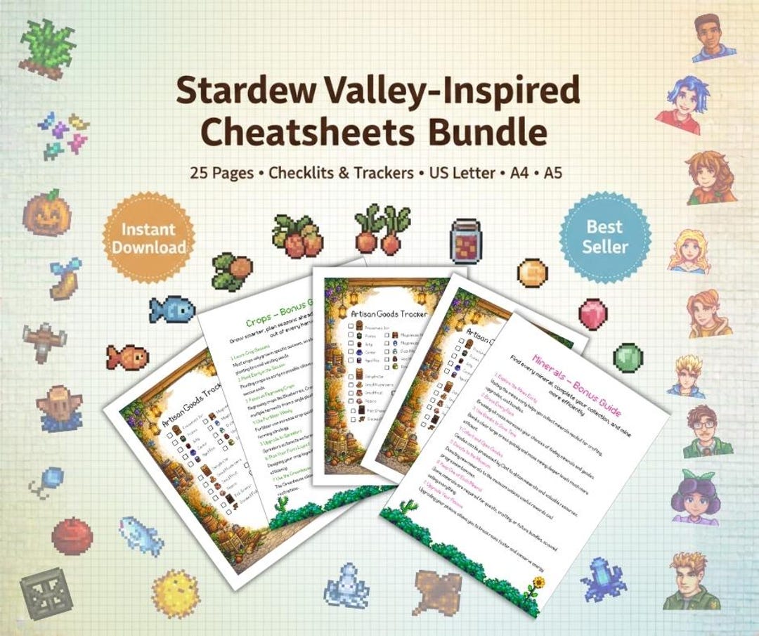 Stardew Valley Cheatsheets & Trackers | Printable Planner Bundle ...