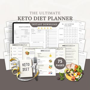 Ultimate Keto Planner 75 Pages Printable Keto Bundle A4 US Letter Keto Food List Keto Meal Plan Keto Grocery List Keto Tracker Low Carb Diet