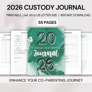 2026 Child Custody Journal: Co-Parenting Planner (Digital Download)