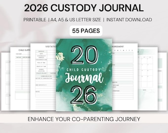 2026 Child Custody Journal: Co-Parenting Planner (Digital Download)