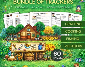 Stardew Valley Progress Tracker / Lista di controllo e pianificatore di gioco stampabile / Creazione di abitanti del villaggio di pescatori / PDF digitale