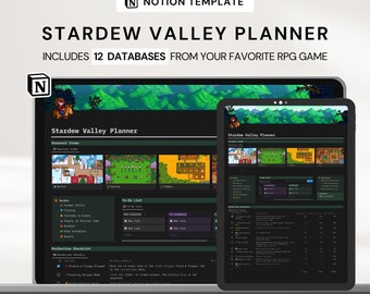 Planificador definitivo de Stardew Valley: Plantilla de Notion con 12 bases de datos (Descarga digital)