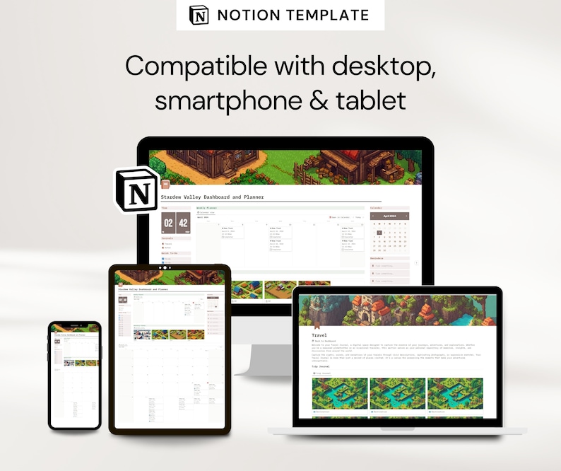Stardew valley planner notion dashboard notion template planner weekly