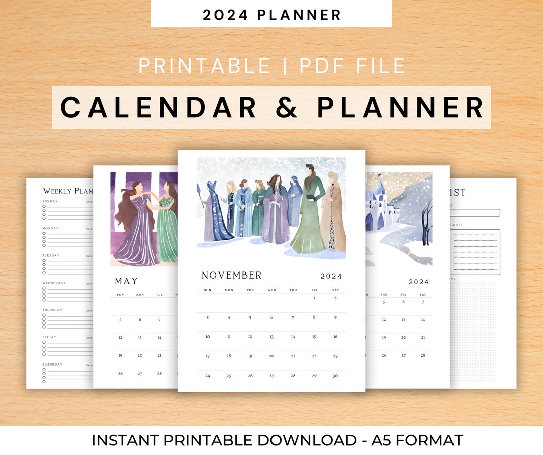 Printable Prythian 2024 Calendar and Planner A5 Acotar Inspired Digital