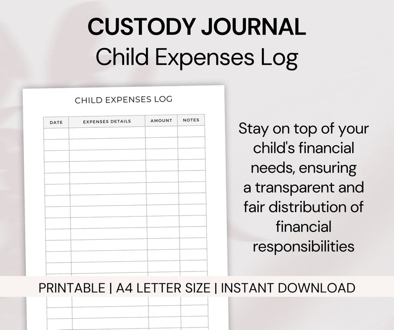 Printable Child Custody Journal A4, Custody Planner, Coparenting ...
