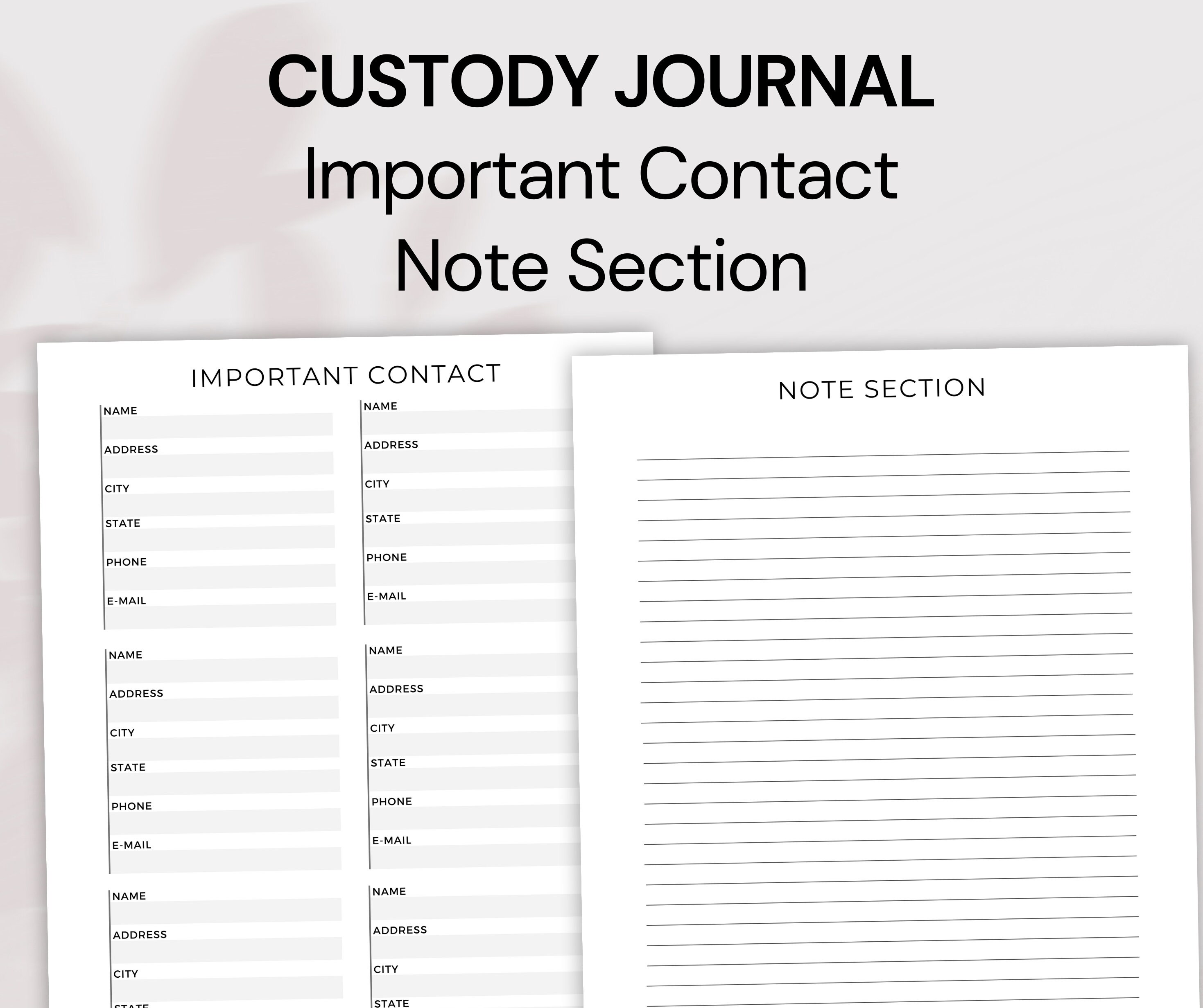 Printable Child Custody Journal A4, Custody Planner, Coparenting ...