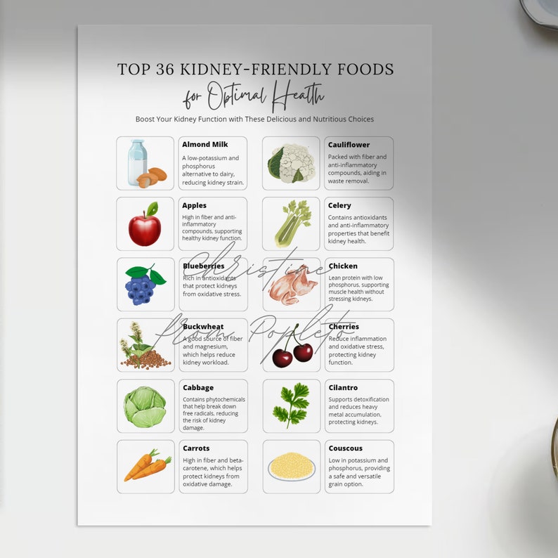 Kidney Disease Food List: Renal Diet Chart (PDF Printable) - Etsy