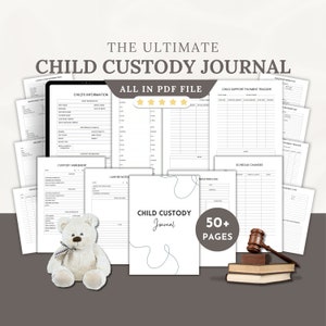 Diario definitivo sobre la custodia de los hijos: más de 50 páginas en PDF, planificador para la crianza compartida, carpeta de custodia tamaño A4, carta de EE. UU., divorcio, derecho de familia, acuerdo de custodia.