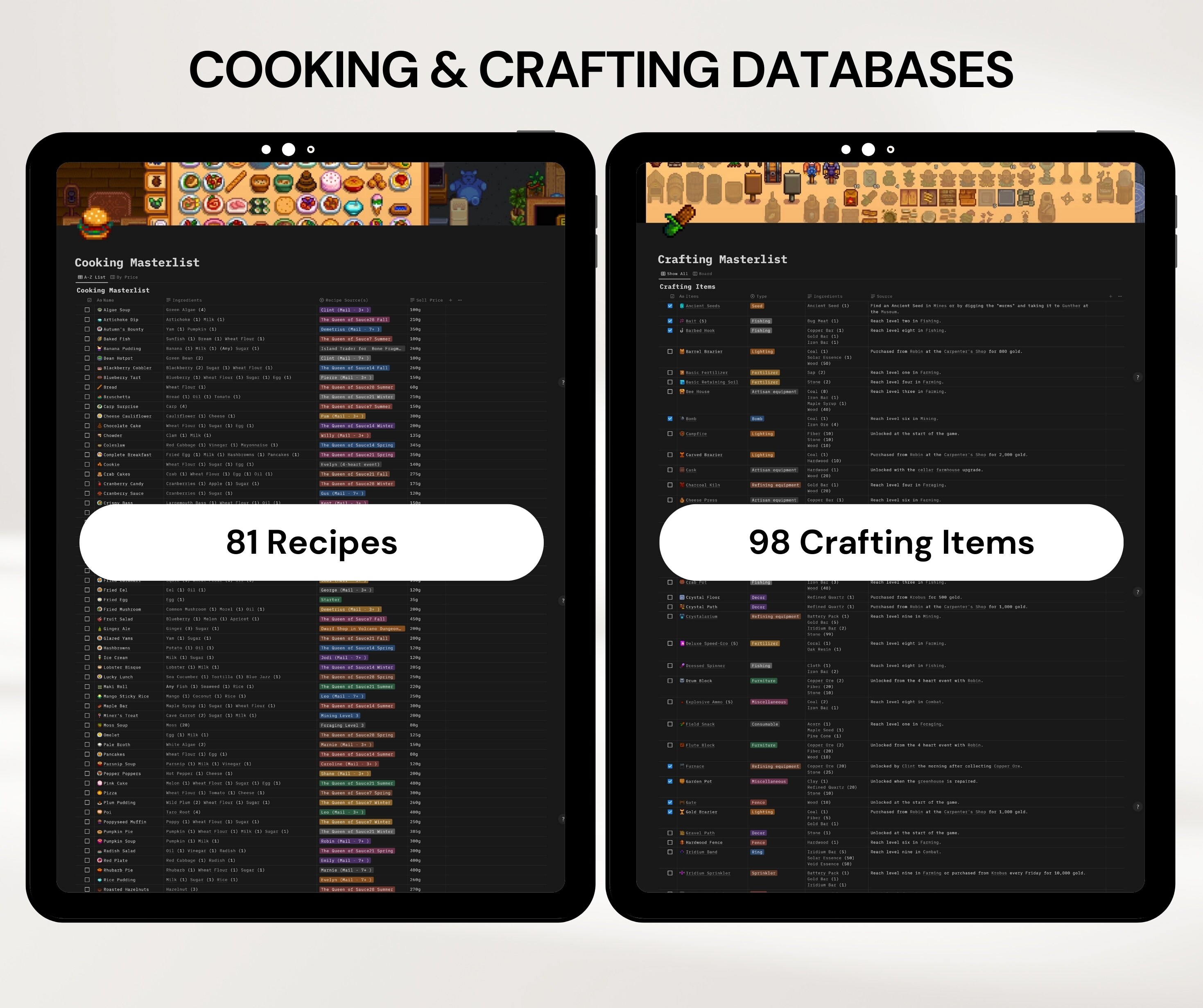 Ultimate Stardew Valley Planner Notion Template With 12 Databases