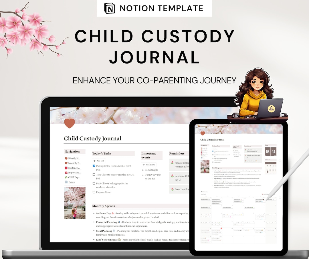 Custom Child Custody Journal Notion Template Parenting Planner Notion ...