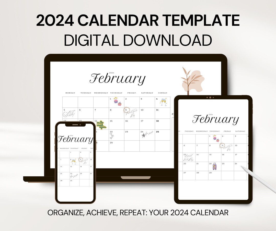 2024 Year Calendar Canva Template Editable and Printable 2024 Wall