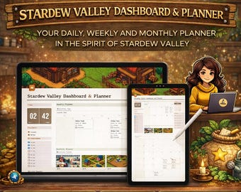 Planificador de Stardew Valley Notion: Semanal, mensual y diario (Descarga digital)
