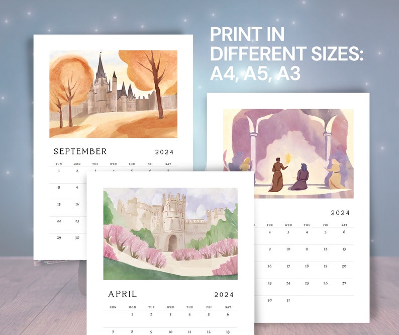 Printable Prythian 2024 Calendar A4 Acotar Inspired Printable Digital