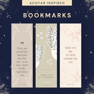 Acotar Inspired Quotes Bookmarks: Sarah J Maas ACOTAR (PDF File)