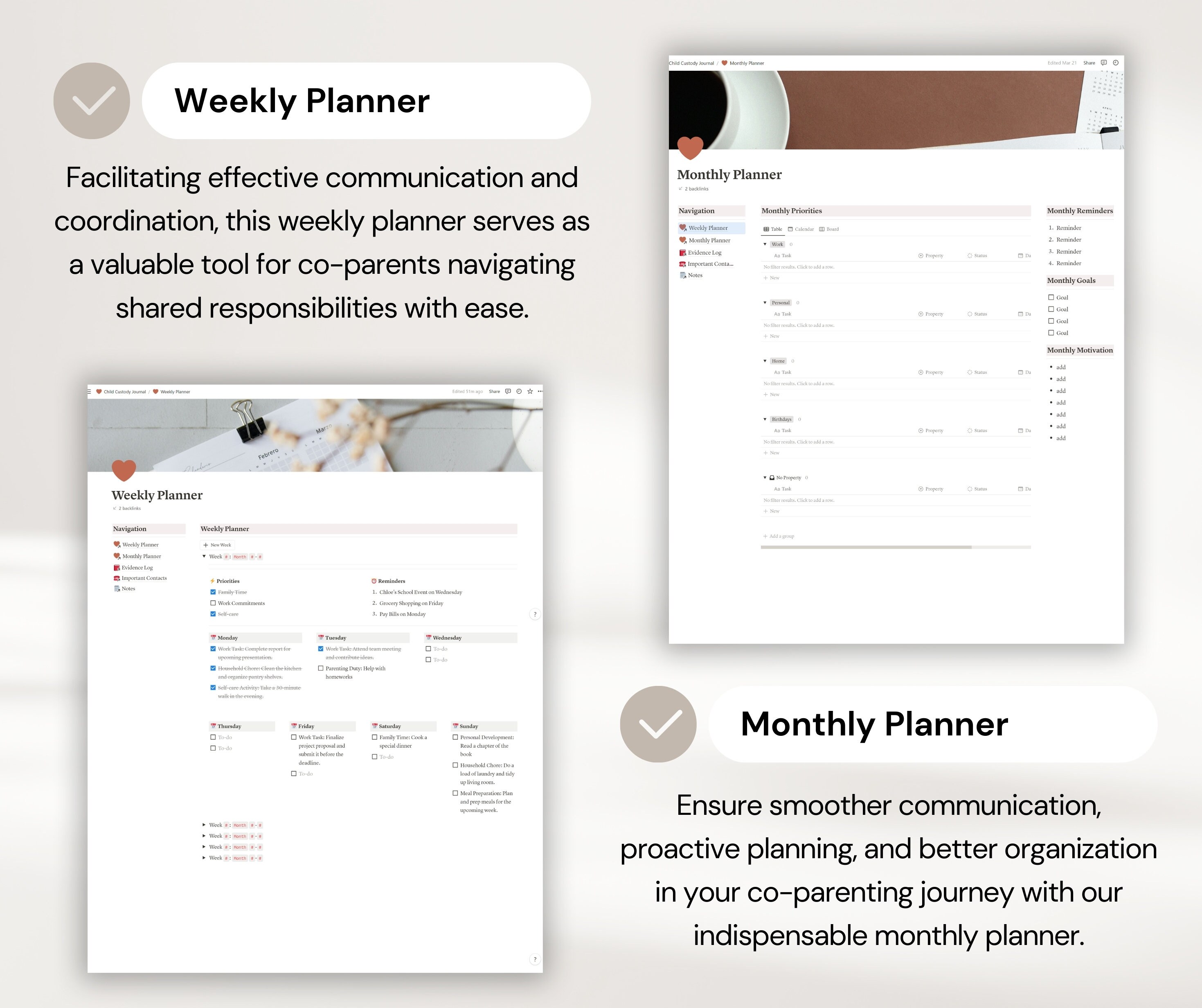 Custom Child Custody Journal Notion Template Parenting Planner Notion ...