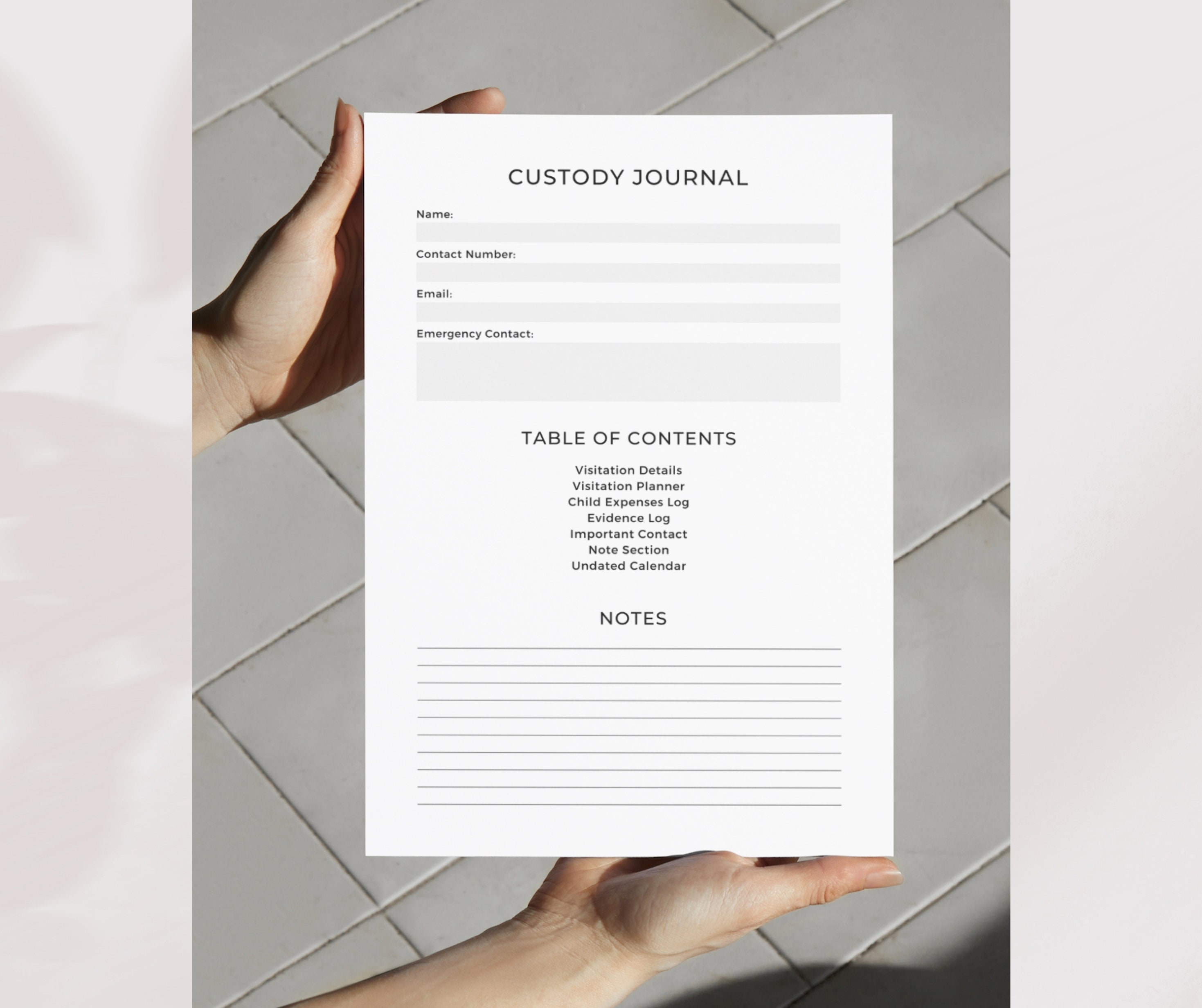 Printable Child Custody Journal A4, Custody Planner, Coparenting ...