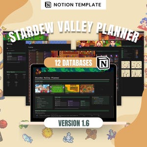 Ultimate Stardew Valley Planner | Updated for 1.6 | 12 Notion Databases | Game Checklist, Bundles, Villagers, Cooking & Crafting Tracker