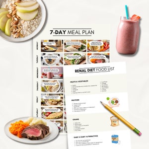 Printable Renal Diet Food Chart Kidney friendly Food to Eat A4 US letter Instant Download Kidney Diet Kidney Stone Diet Low Sodium Diet