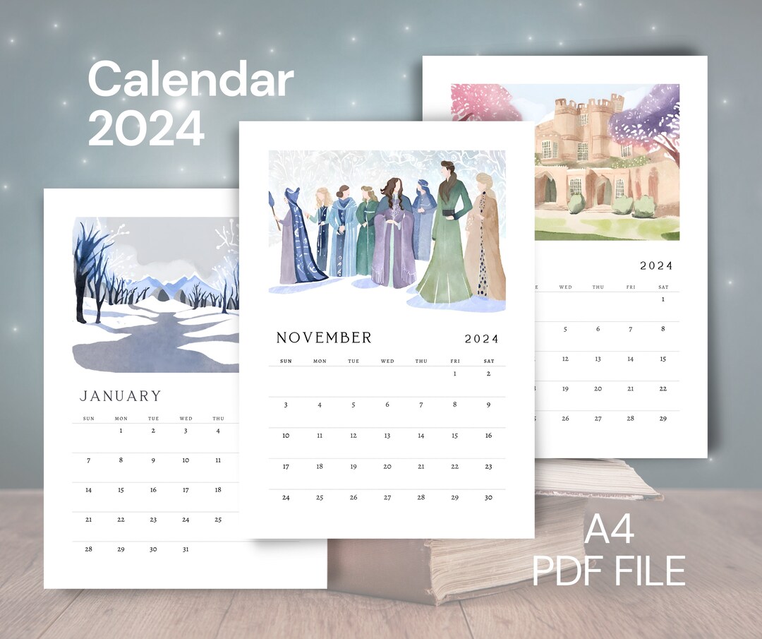 Printable Prythian 2024 Calendar A4 Acotar Inspired Printable Digital
