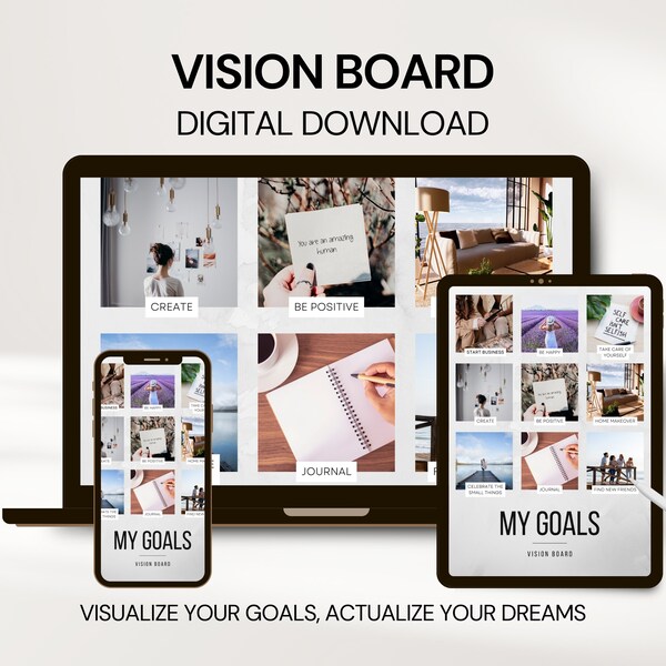 Digital Vision Board Canva Template - Create Your Dream Board Instantly! Printable Vision Board Aesthetic, 2024 Goals Board, New Year Dreams