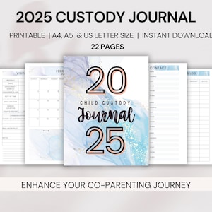 Printable 2025 Child Custody Journal, Custody Planner 2025, Coparenting Calendar, Child Support, Divorce Planning, Visitation Tracker Parent