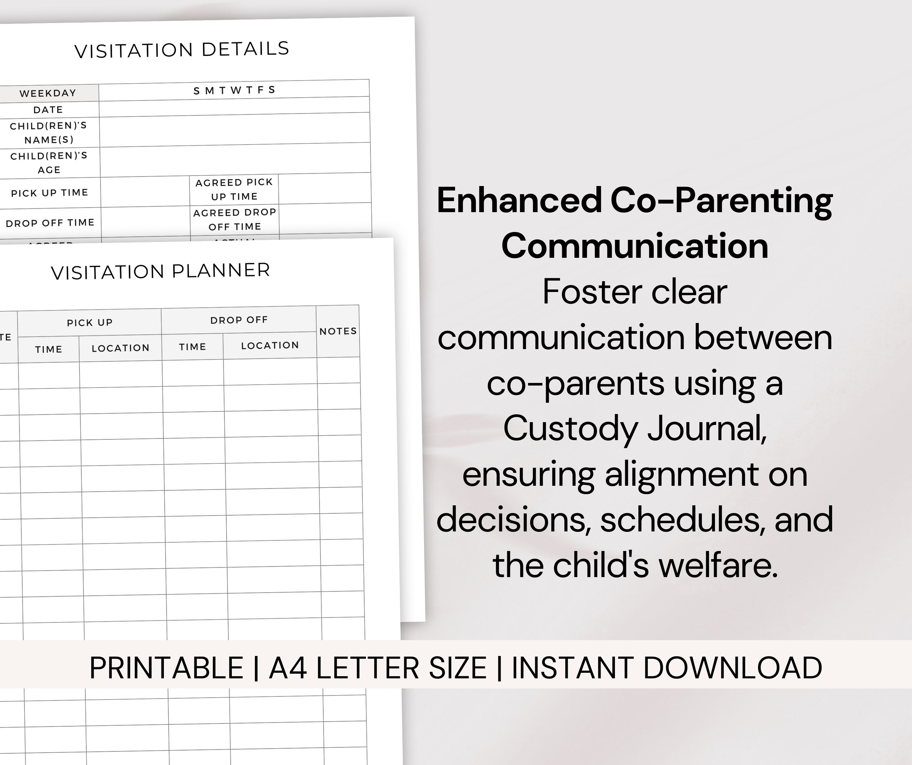Printable Child Custody Journal A4, Custody Planner, Coparenting ...