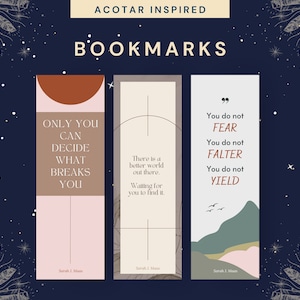 Acotar Bookmarks with Quotes: Sarah J Maas SJM Merch (PDF File)
