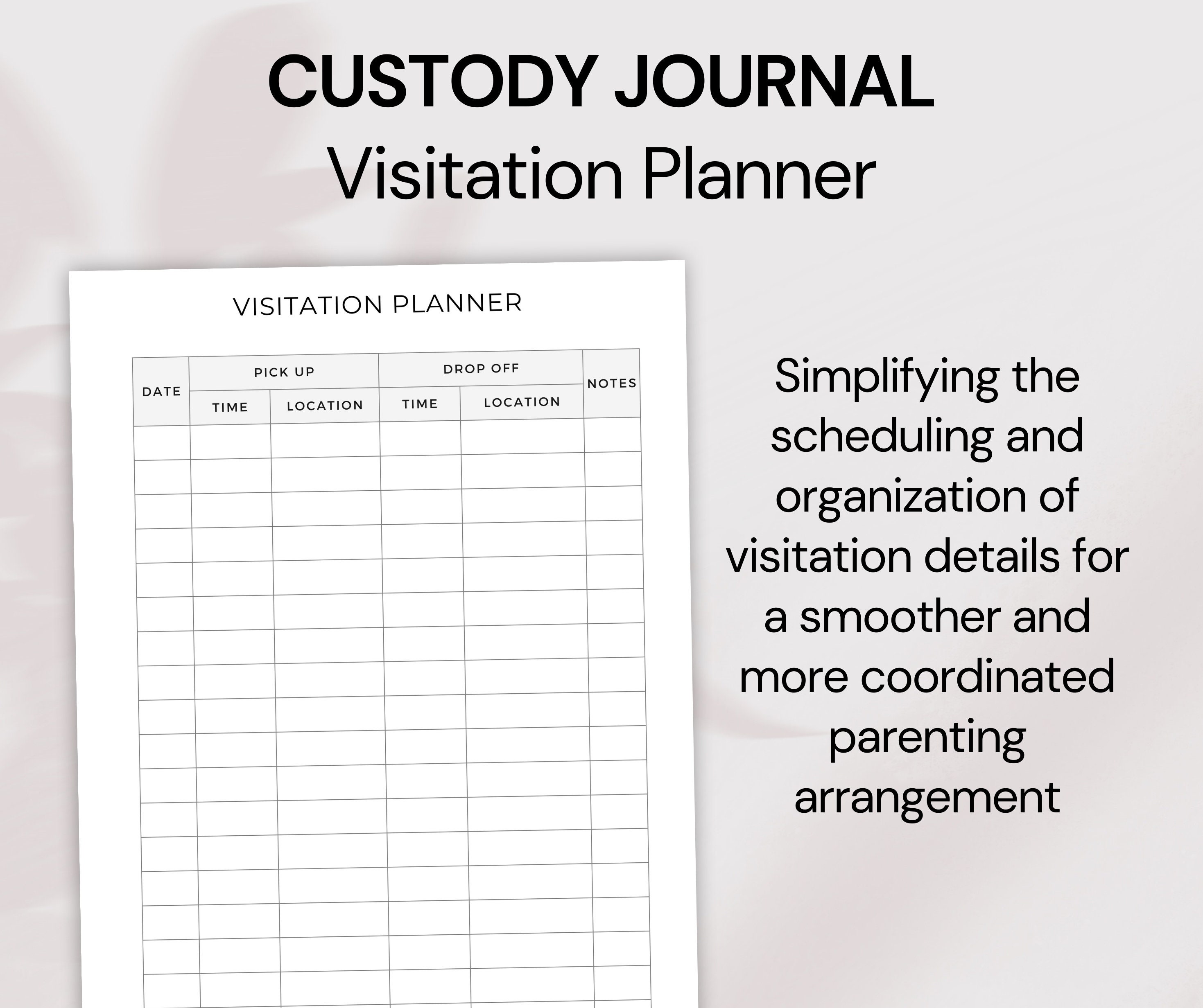 Printable Child Custody Journal A4, Custody Planner, Coparenting ...