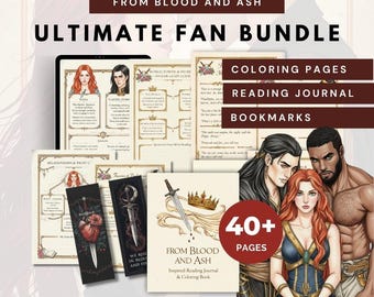 From Blood and Ash ultimatives Fan Bundle | FBAA Lesejournal & Malseiten | Fantasy Romanze Printable | 40+ Seiten + gratis Lesezeichen