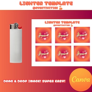 Lighter Label Template, Lighter wrapper Template, Sublimation Template, Lighter label full wrap, Canva Editable Template, drag and drop, Svg