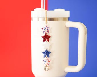 Patriotic Stars Stanley Charm: 4th of July Tumbler Accessory, acrylic water bottle accessories