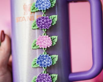 Hydrangea Tumbler Charm: Magnetic Floral Stanley Accessory