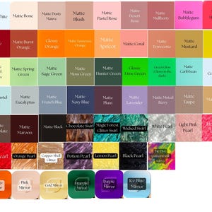 Puede incluir: Una carta de colores con 48 colores de pintura diferentes. Los colores est&aacute;n dispuestos en filas y columnas. Los colores incluyen blanco, negro, rojo, naranja, amarillo, verde, azul, morado, rosa, marr&oacute;n y gris. Los colores est&aacute;n etiquetados con sus nombres.