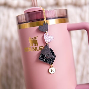 Dije de Stanley con carta de amor gótica para el día de San Valentín, adorno de pajita Stanley, accesorios Stanley, Stanley personalizado, dije Stanley